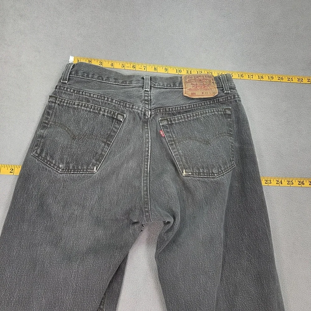 Vintage 90s Levis 501 Jeans Mens Gray Straight Altered Made USA‎ Fits 30x30